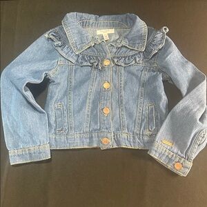 Tahari  Blue Denim Jacket with Ruffles